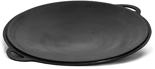 Ø40cm Gusseisenpfanne Grillpfanne Sac-Pfanne rund Dutch Oven Grillplatte Feuerschale mit Griffen Gusseisene Plancha Pfanne Lagerfeuer BBQ Kugelgrill Holzkohlegrill