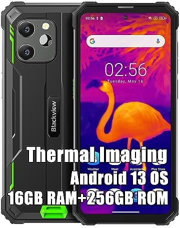 Blackview BV8900 Smartphone Portable Incassable 2023, 16Go+256Go Android 13 Téléphone Débloqué, 64MP+Caméra Thermique, 10000mAh 33W, 6.5 FDH+ Smartphone Incassable Etanche, Dual 4G/GPS/NFC/OTG, Vert