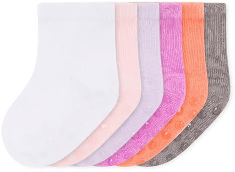 Bramble & Bear 6/12 Pack Unisex Baby Grip Socks - Non-Slip Baby Socks with Soft Cotton Construction - Assorted Blues & Pinks for Ages 0-5 Years - Comfortable, Flexible, Breathable