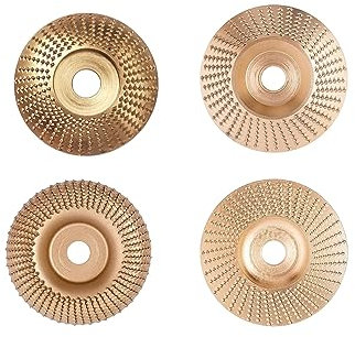 Holzschnitzscheibe, Schleifscheibe, grobe Schleifschale zum Formen, Schleifen, Schnitzen, 100 mm, Formscheibe für Holzbearbeitung, Winkelschleifer mit 16 mm Dorn, 4 Stück
