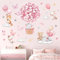 decalmile Adesivi Murali Bambini Mongolfiera Rosa Adesivi da Parete Animali Palloncini Fiori Elefante Orso Decorazione Murale Camera da Letto Soggiorno Ufficio