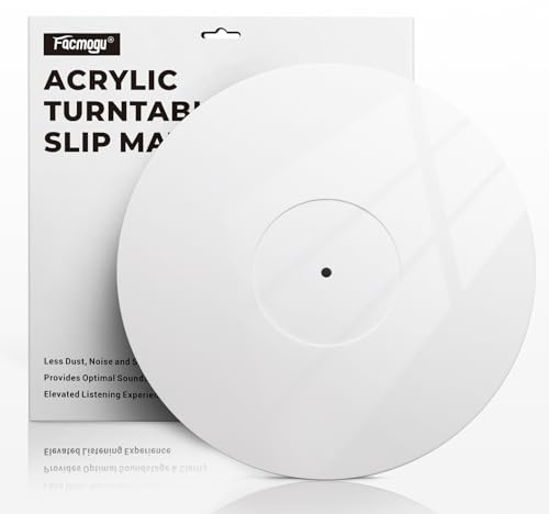 Facmogu 3mm White Acrylic Turntable Slipmat, 12In Vinyl Record Player Mats, Antistatic & Anti Vibration Record Platter Slip-Mat, Phonograph LP Record Mat, Reduce Noise & Tighter Bass Quality Slipmat
