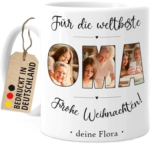 Tassenliebling® Oma Tasse mit Fotos personalisiert - Fototasse mit eigenen Bildern selbst gestalten - Oma Geschenk zum Geburtstag, Muttertag, Weihnachten für die beste