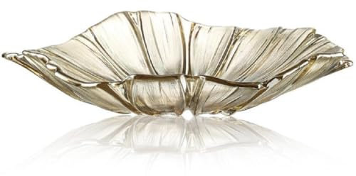 JUNYFFF Large Glass Crystal Fruit Bowl Candy Bowl Serving Bowl Decorative Bowl Home/Office Multipurpose Tray Crystal Eco-Friendly Glass Bowl,Grey,30CM