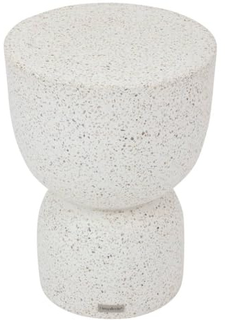 Hespéride – Timandra Runder Gartentisch, Grau – 35 x 47 cm – Terrazzo – Gartenmöbel für Terrasse, Balkon, Patio