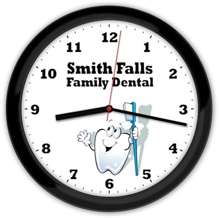 Generic Personalized Dentist Wall Clock - Toothbrush, Gift, Office, Clinic, Dental Hygienist, Decor, Black or White Frame