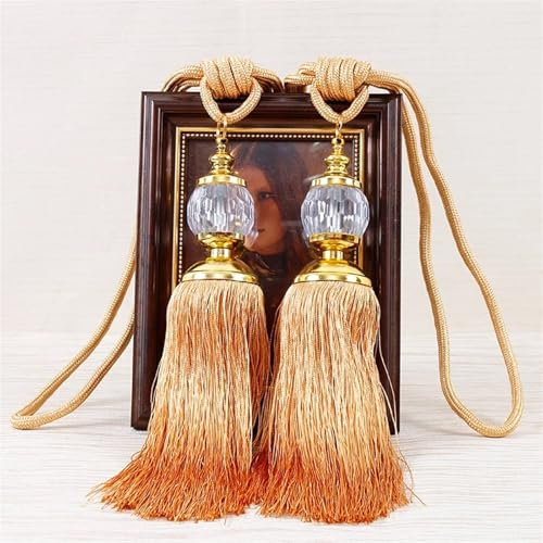 AOEGBY Gardinenband 2PCS Quasten Vorhang Raffhalter Kunststoff Ball Straps Zubehör Halter Vorhang Zubehör Schnalle Seil Hause Dekoration Curtain Rope Buckle (Color : Orange)