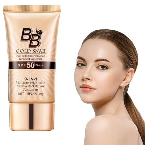 BB Cream Foundation, Light Tinted Moisturiser for Face, 50 SPF Sunscreen with Snail Extracts, Moisturizing Color Correcting Cream (Natural)
