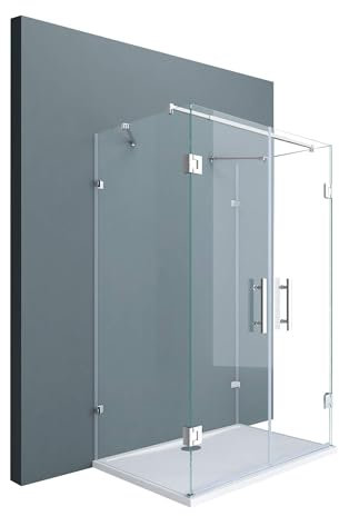 doporro U-Form Duschkabine 100x120x195cm Duschabtrennung inkl. Duschtasse 8mm ESG-Sicherheitsglas Klarglas inkl. beidseitiger Easy-Clean-Beschichtung Ravenna40