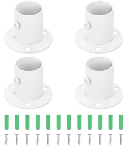 sourcing map Closet Rod Bracket, 4Pcs Stainless Steel Flange Closet Holder, Closet Rod End Supports Rod Bracket for 25mm Diameter Rod, White