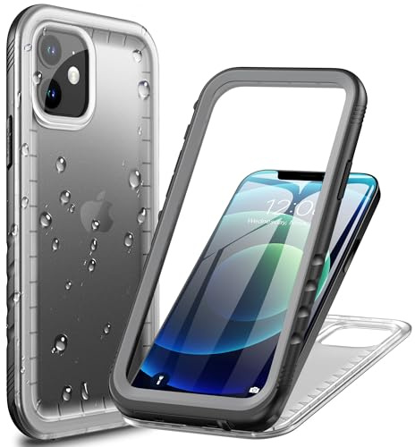 Cozycase IP68 wasserdichte Military Soßfeste Hülle für iPhone 12 12 Pro Matt Clear 360 Grad Komplettschutz Panzerhülle Outdoor Waterproof Full Case Staubschutz Rundumschutz Wasserfest Handyhülle