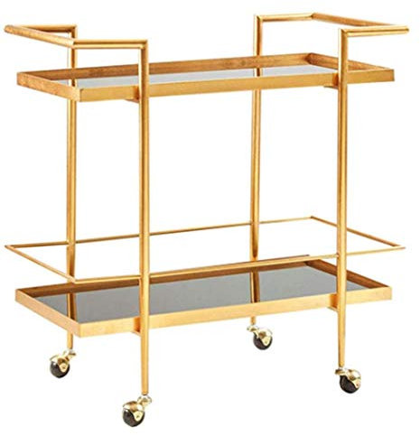 BTZHY Wagen Servierwagen Küchenwagen Lagerwagen Barwagen Weinwagen Metall Doppelglas Hotelservicewagen Golden Drink Wine Mobile Cart