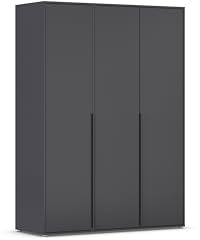 Rauch Möbel NAGATA, Kleiderschrank, Farbe Grau metallic, Breite 140 cm | Schrank, Mehrzweckschrank, 3-türig, für Schlafzimmer, Kinderzimmer, Studentenwohnung, Garderobe, Homeoffice