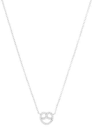 Amor Kette mit Anhänger 925 Sterling Silber Damen Halsschmuck, mit Zirkonia synth., 40+5 cm, Brezel, Kommt in Schmuck Geschenk Box, 2039235