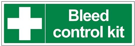 Bleedsave Bleed Control Kit - Landscape 300 x 100 mm - Self Adhesive Vinyl Safety Sign