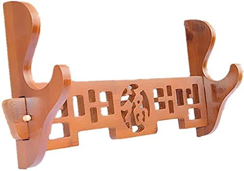 Sword Stand Wall Mount Bamboo Wood Display Holder Samurai Sword Bracket for Katana Wakizashi Sword Stand