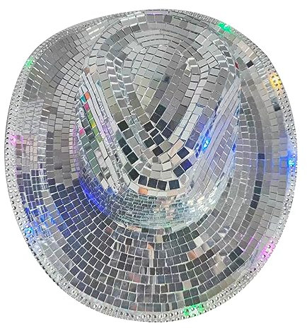 WNXGNHO Funkelnder Verspiegelter Cowboyhut Reflektierende Discokugel Für Junggesellenabschied Jazzhut Passend Für Club Bühne