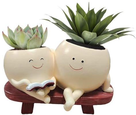 Vaso da fiori con faccina di Smiley – Elegante fioriera | Simpatico vaso con espressione | Vasi per fiori | Vaso per fiori | Fioriera per interni ed esterni in resina