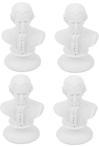 ERINGOGO 4stücke Mini Musiker Büsten Statue Aus Resin Kleine Klassische Porträtbüsten Für Schreibtischdekoration Kompakt Handpoliert Geschenk Für Musikliebhaber Und Sammler