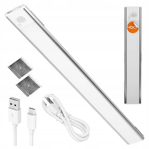 Unterbau-LED-Leuchte mit Dimmfunktion, 40 cm, 3 Lichtfarben – Lichtleiste mit berührungslosem Sensor, ideal als Unterbauleuchte für Küche, Regale, Arbeitsflächen, magnetisch, ultradünn. (40 CM)