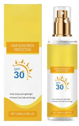 Protector solar capilar en spray, anti-UV, previene la decoloración y el resecamiento del cabello, ideal para vacaciones en la playa y deportes al aire libre.