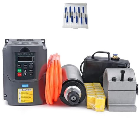 CNC-Spindelmotor-Kits, 2,2-kW-Spindel Wassergekühlter Bausatz ER20-Frässpindelmotor + 2,2-kW-VFD + 80-Klemme + Wasserpumpe + 13 Stk. ER20 + 1-m-Kabel For CNC-Fräser für CNC-Fräser(2,110)