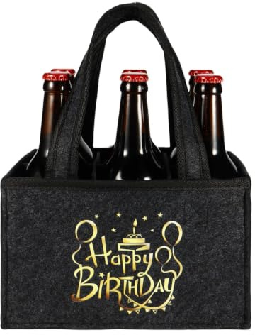 6er Biertasche Happy Birthday, Geschenk & Geburtstagsgeschenk für Männer | Biertasche 6 Flaschen Happy Birthday, Männerhandtasche Bier, Geburtstagsgeschenk für Männer, Geschenk Papa Freund Kollege
