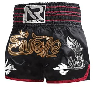 Fasheepfa unisex barn muay thailändska shorts pojkar flickor MMA sparka boxning kampsport stammar träning slåss shorts, Svart 2, M