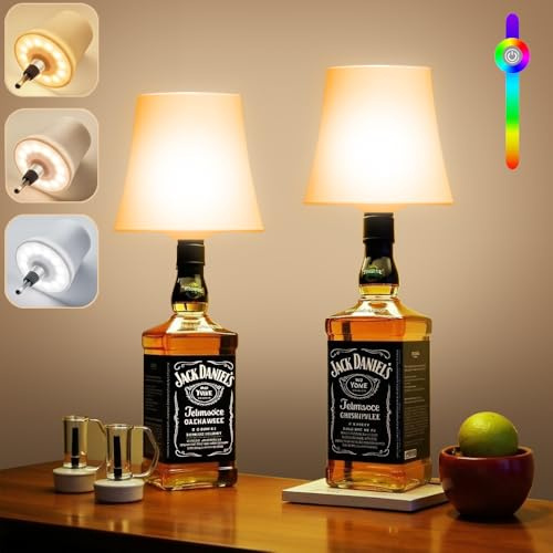 Ainostone Lampada Bottiglia Ricaricabile 2 Pezzi Lampada Bottiglia LED Senza Fili con Temperatura Tricolore+RGB Controllo Touch Dimmerabile IP54 Impermeabile per Soggiorno Terrazza Bar Ristorante