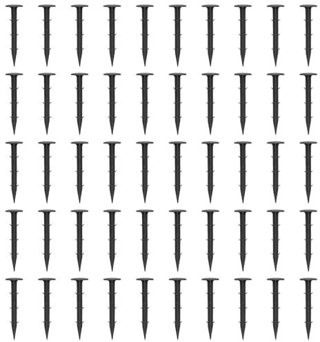 Erdanker Unkrautvlies, 50 Stück Erdanker für Garten, Erdspieß, UV- und Frostbeständig, Ideal für Unkrautvlies, Sicherheitsnetze, Maulwurfgitter, Drainagevlies, Teichvlies (50, Schwarz, 10cm)