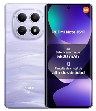 Xiaomi REDMI Note 15 5G, Smartphone 8+256Go, Design Ultra Fin, Résistance à l'eau IP65, Appareil Photo Ultra-Net 108 Mpx, Écran FHD+ 6,77, Violet, Garantie 2 Ans, Chargeur Non Inclus