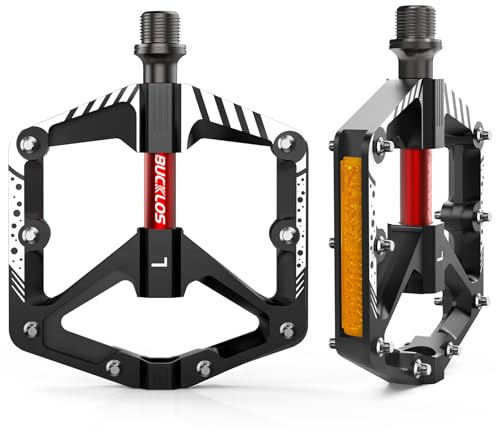 Mountain Bike Pedals MTB Flat Non-Slip Aluminum Alloy Bicycle Pedals with Reflectors Sealed Bearings Bicycle Platform Pedals 9/16 for Adult Road Gravel Bikes Ebike