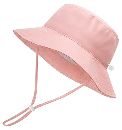 Xnova Sombrero de Sol para Bebé Niña Niños, UPF 50+ Gorro Verano de Pescador ala Ancha Ajustable Sombreros Plegable Bucket Hat Protección Solar