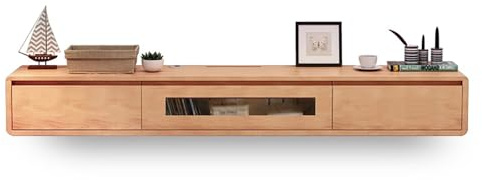 Floating TV Stand Wall Shelves for TV Gaming Console & Media Center Cable Box Entertainment Unit for Living Room & Bedroom Log Color 220 cm
