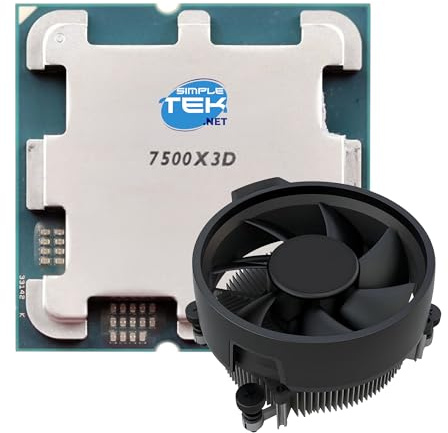 SIMPLETEK - Processeur Processeur 7500X3D - AM5 - Jusqu'à 4,50 GHz - 6 cœurs/12 threads - Version bac avec carte graphique intégrée - Dissipateur inclus