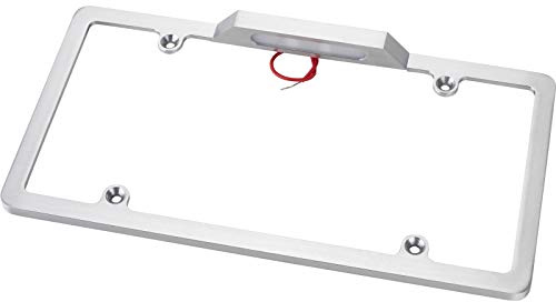 Speedway Motors Billet Aluminum License Plate Holder with Light, 12V Illumination, Universal Fit, 12.375 Width, Sturdy Construction