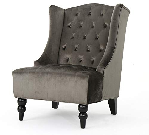 Christopher Knight Home Toddman High-Back Velvet Club Chair, Grey