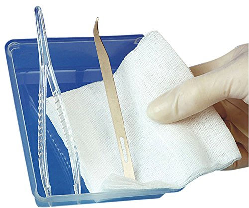 Fadenzieh-Set steril, Fadenmesser, Einwegpinzette, Auffangschale, Mullkompresse Kosmetex 4-teilig, steril verpackt (5 Pack)