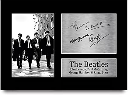 HWC Trading The Beatles A4 Ungerahmt Signiert Gedruckt Autogramme Bild Druck-Fotoanzeige Geschenk Für John Lennon Ringo Starr Paul Mccartney George Harrison Musik-Fans