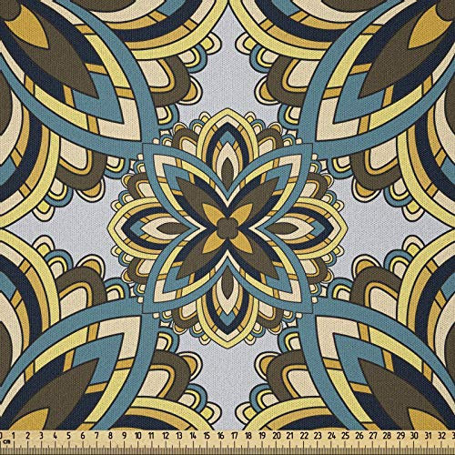 ABAKUHAUS Mandala Stoff als Meterware, Asiatisch Spirituelles Heiliges, Microfaser Multi Zweck Dekostoff für Kunsthandwerke, 3M (230x300cm), Mehrfarbig