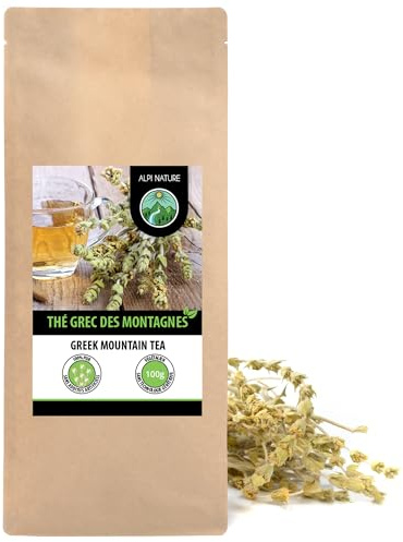 Alpi Nature Té Griego de Montaña 100g, Tallos de Flores Enteras, Hierba Sideritis Seca para Té