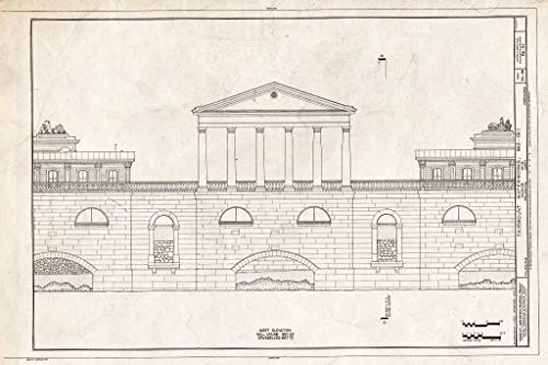 Historic Pictoric : Blueprint 29. Mill House west Elevation - Fairmount Waterworks, East Bank of Schuylkill River, Aquarium Drive, Philadelphia, Philadelphia County, PA 24in x 16in