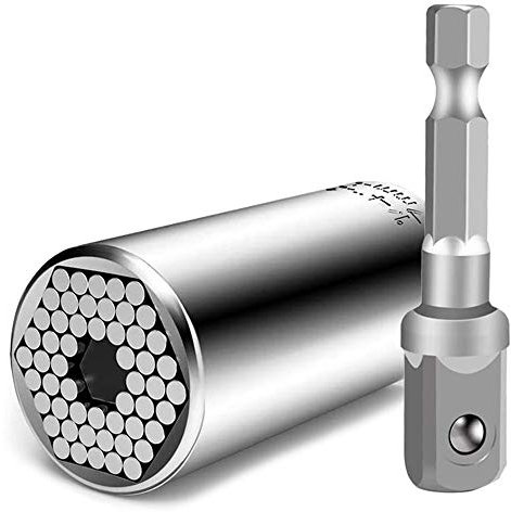 Flybiz Douille Universelle 7-19mm, Cadeau Homme Original, Multifonctionnel Clé à Douille Gadgets pour Papa, d'outils de réparation en acier haute dureté avec adaptateur de perceuse électrique