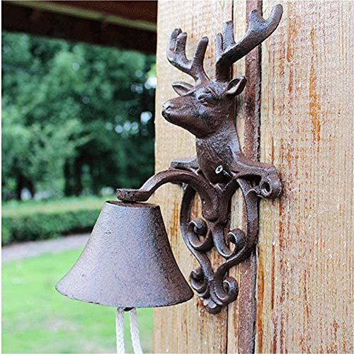 X&Z-XAOY Door Knocker Rustic Vintage Animal Cast Iron Wrought Iron Doorbell Metal Wall Mount Door Call Bell Hanging Doorbell For Home Decor