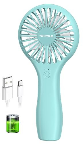 Tripole Mini Handheld Fan, 5000mAh Rechargeable Battery Portable Fan, 7-15H Personal Pocket Fan, 2 Speed Small USB Electric Fan for Stylish Women Men Indoor Outdoor Travel Camping Shopping Sport, Blue