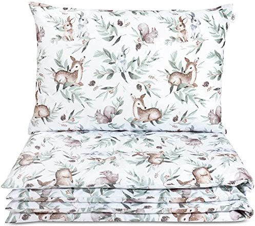 Baby Bettwäsche Set 120x90 cm mit Kissen 60x40 cm – 100% Baumwolle – Pepi Kinderbettwäsche – Green Groove