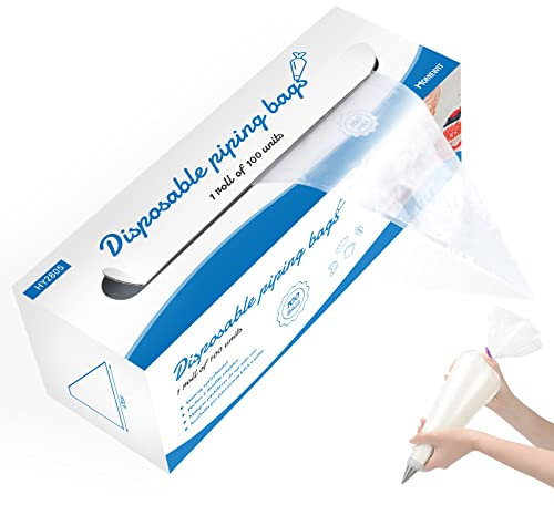 Homewit Bolsas pasteleras grandes 47 cm, desechables, 100 unidades, manga pastelera, decoración hornear galletas