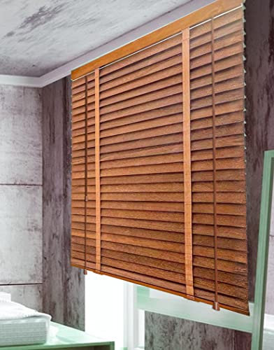 BOTOWI Horizontale Holzjalousien, 2-Zoll-Lamellen, Außen-/Innenmontage, gefilterte Lichtjalousien, Holzjalousien, Verdunkelungsjalousien, Isolierung/Lärmschutzjalousien,100Wx160L(cm)