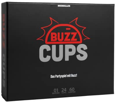 Buzz Cups - Das Partyspiel mit Buzz! DIE SPIELNEUHEIT 2024 - Schnell, aktionreich & extrem lustig! 2-6 Spieler | Wasserfeste Karten | Gesellschaftsspiele für Erwachsene | Partyspiele für Erwachsene