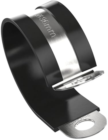 Lumonic Rohrschellen mit Gummieinlage 36mm, V2A Edelstahl, Schlauchschelle, Kabelschellen, Befestigungsschellen, Schwarz